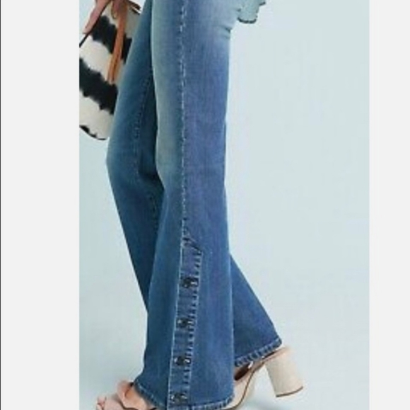 Anthropologie Pilcro Mid / High Rise Boot Cut Buttoned Slit Flare Jeans sz 25 - Picture 4 of 16